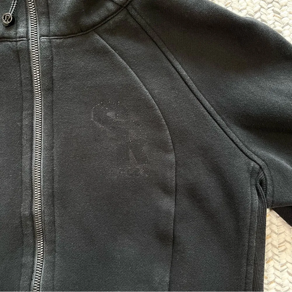 Scuba Hoodie Light Cotton Zip Up Fleece in Black Size 8 - Image 7