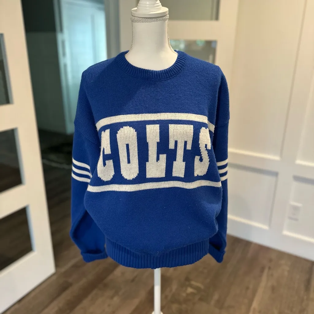 Vintage NFL Colts Blue and White Crew Neck Sweater | Colts | Vintage - Image 4
