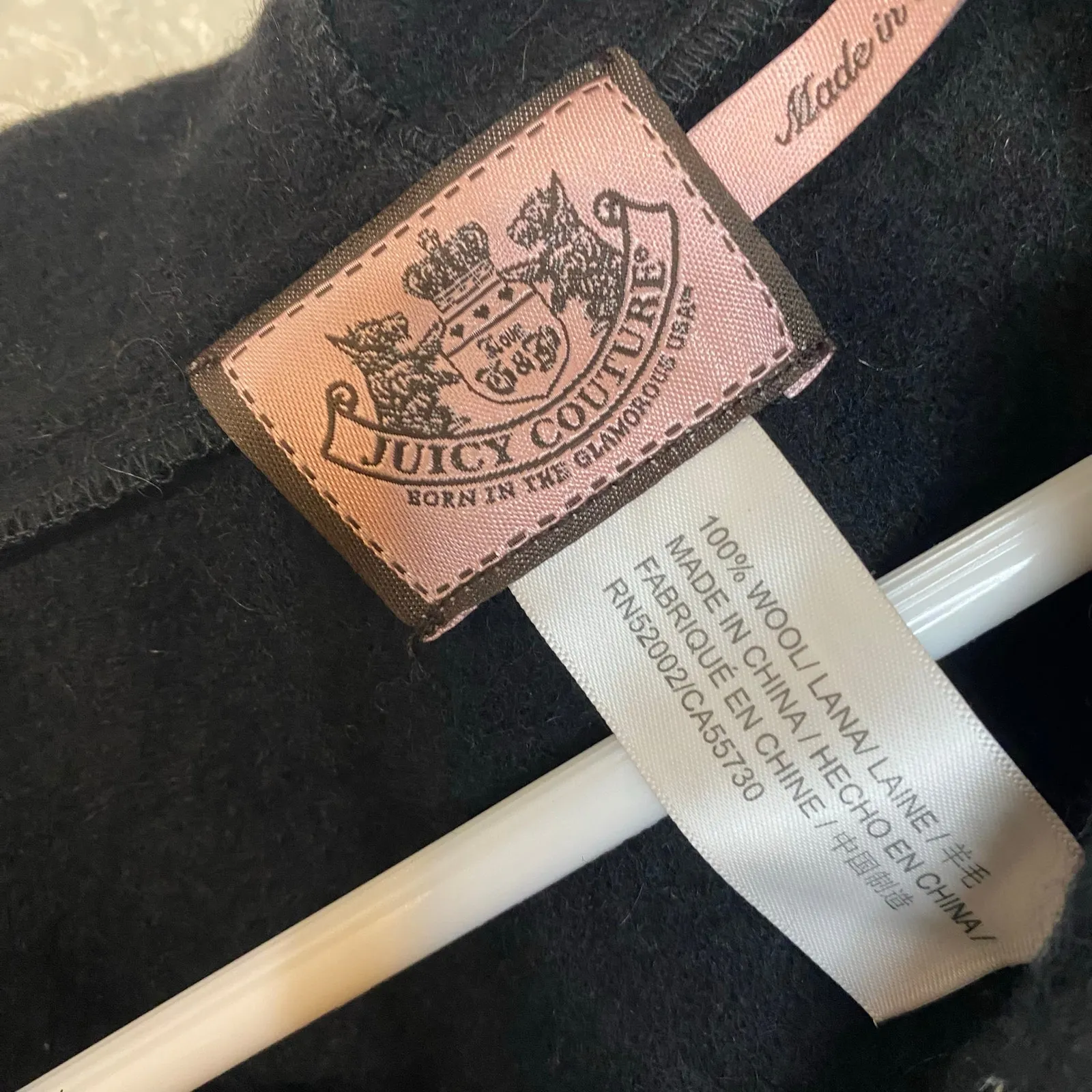 Vintage Juicy Couture Black 100% Wool Poncho W/ Fringe One Size - Image 6