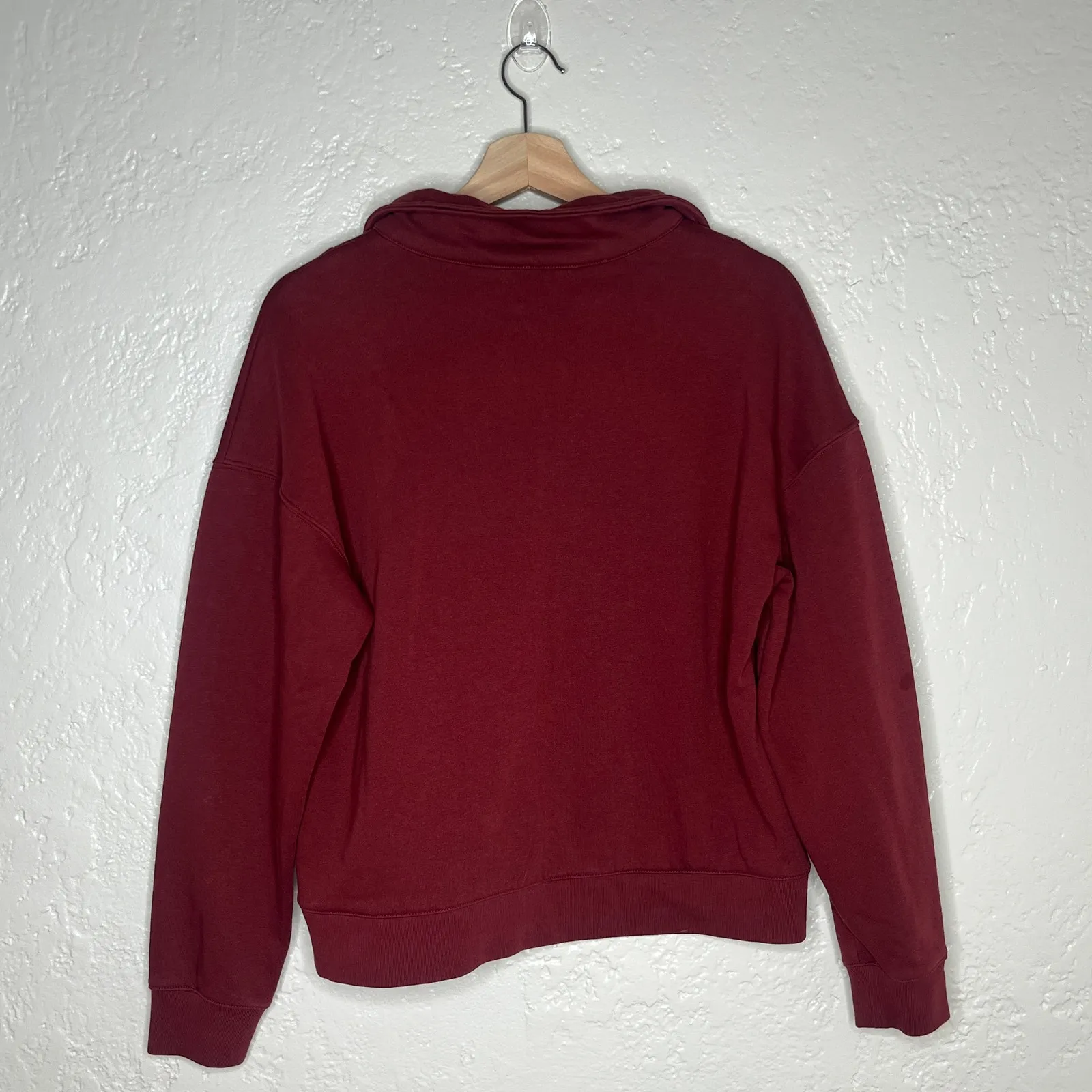 Banana Republic Women's Dark Spiced Rum Fleece Polo Sweatshirt Long Sleeve M - Image 3