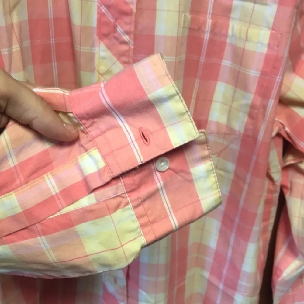 BASIC Editions pink/yellow plaid buttondown - Image 5