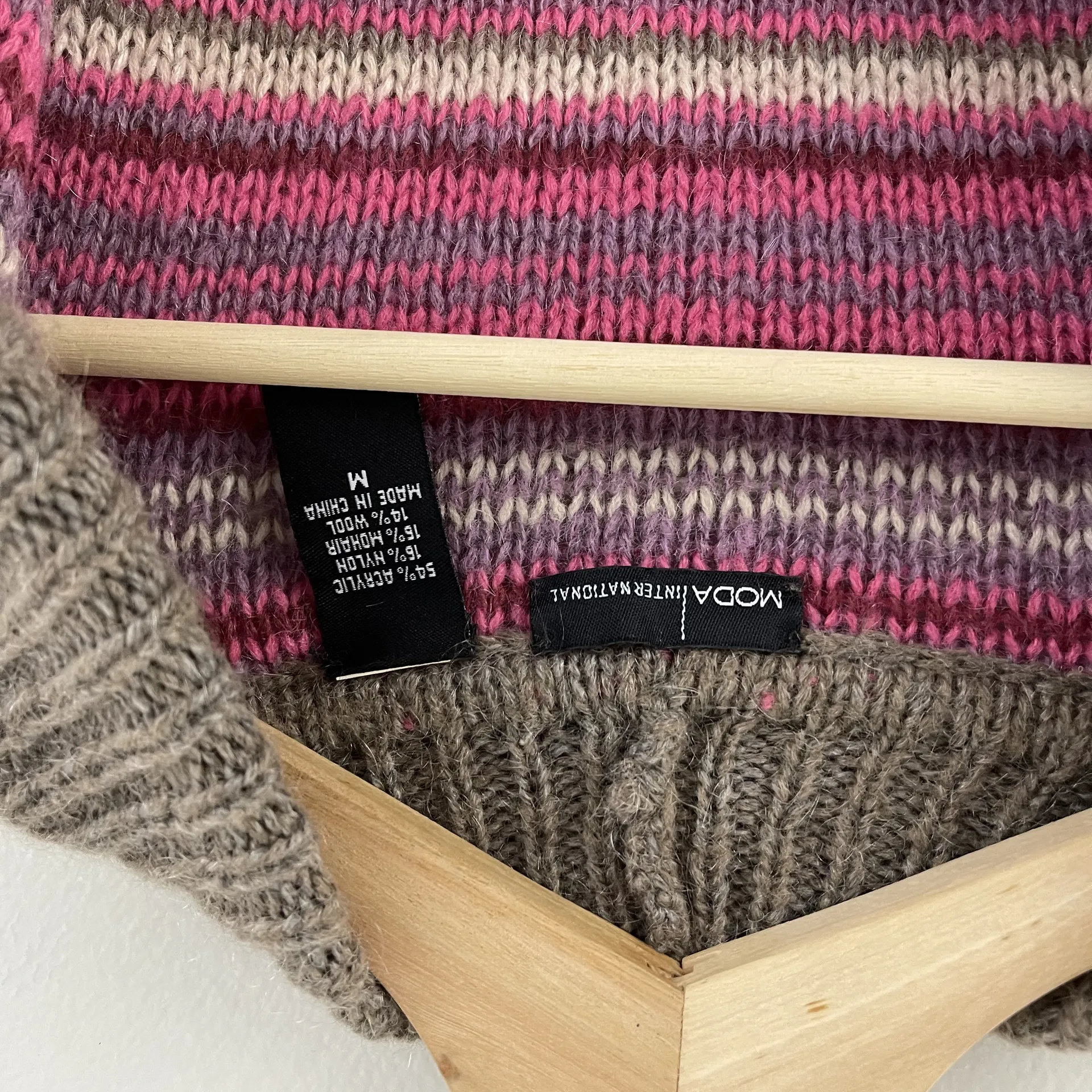 Y2K 2000’s Pink Multicolor Stripe Mohair Wool Duster Cardigan - Image 6