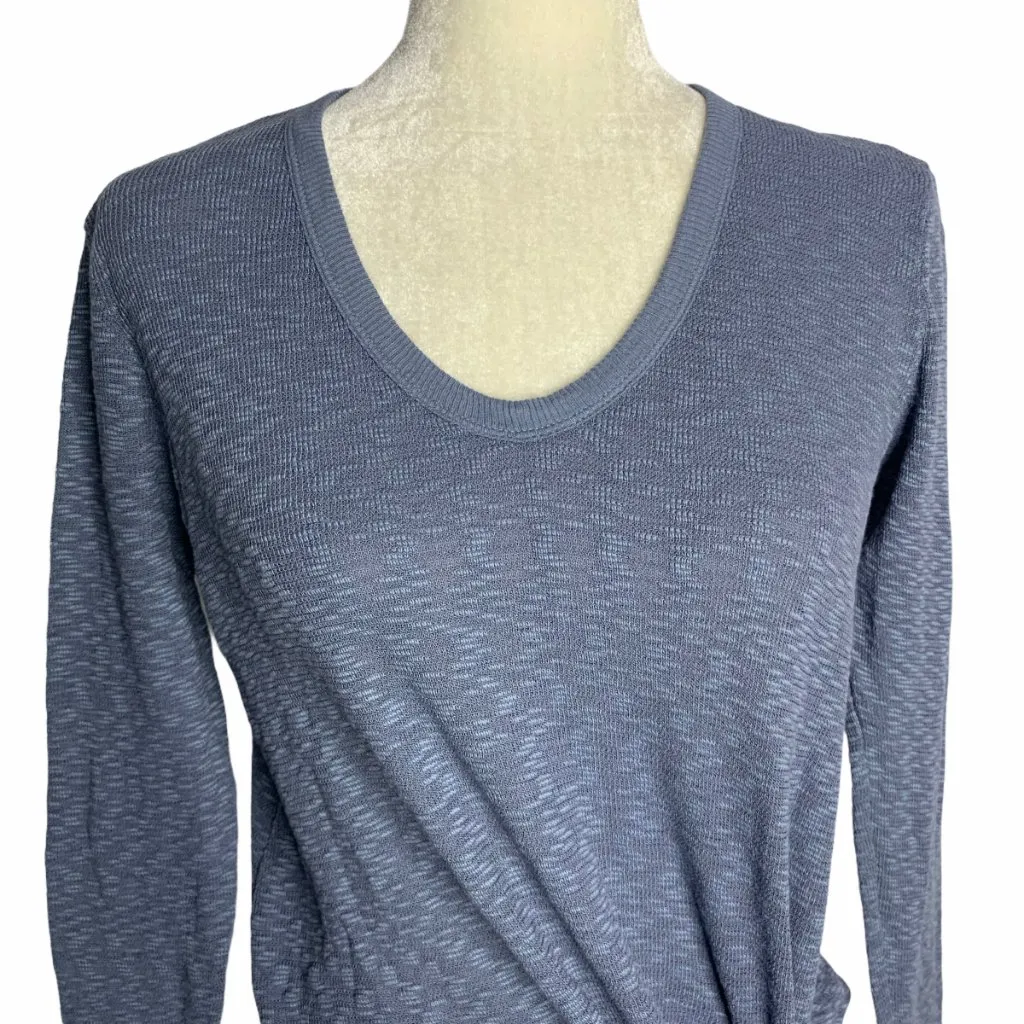 Thermal Knit Sweater Asymmetrical Tie Front 44PE Blue - Image 2