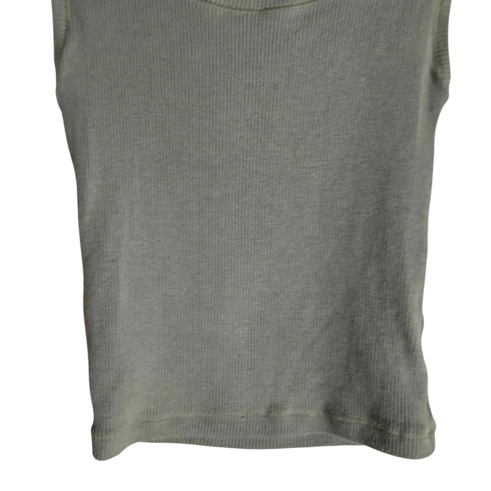 Skims Gray Cotton Ribbed Sleeveless Cropped Casual Tank Top Size XS - Image 3