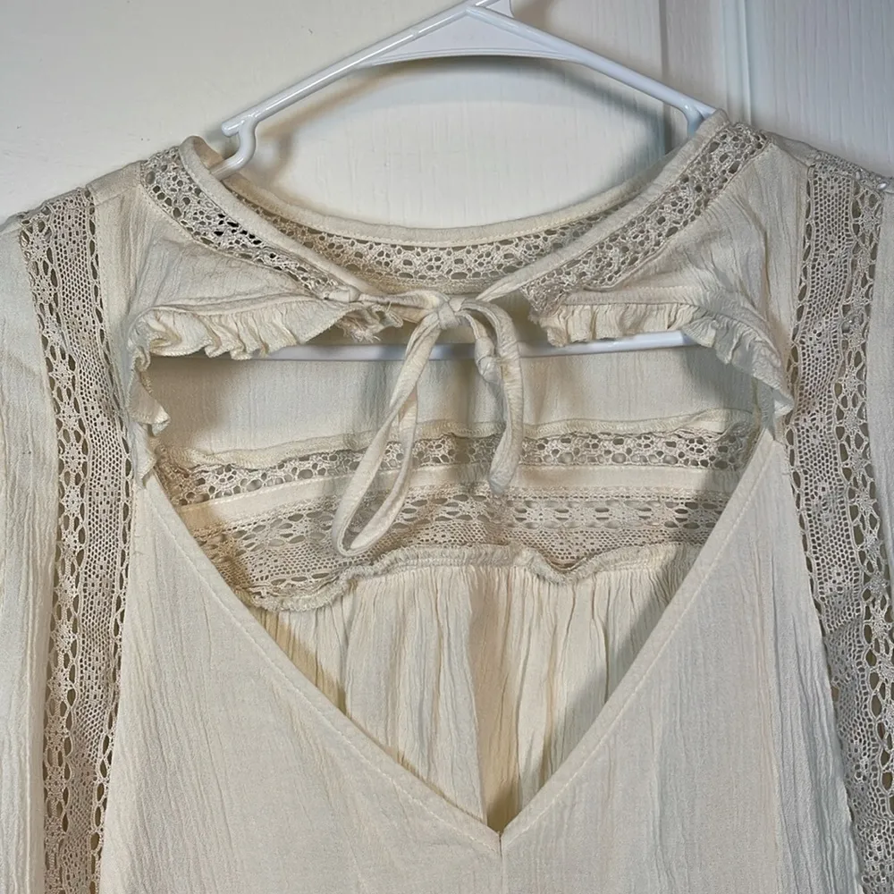 American Eagle Outfitters AEO Cream Peasant Bohemian Blouse Size XS EUC #0611-OC - Image 10