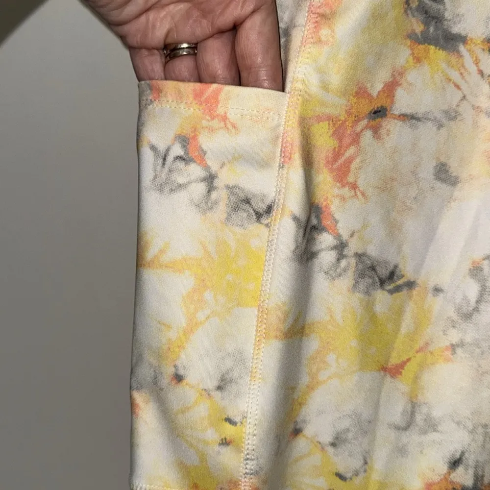 Cato Cropped Tie Dye Leggings w Pockets Orange Yellow Gray Women’s S Small - Image 4