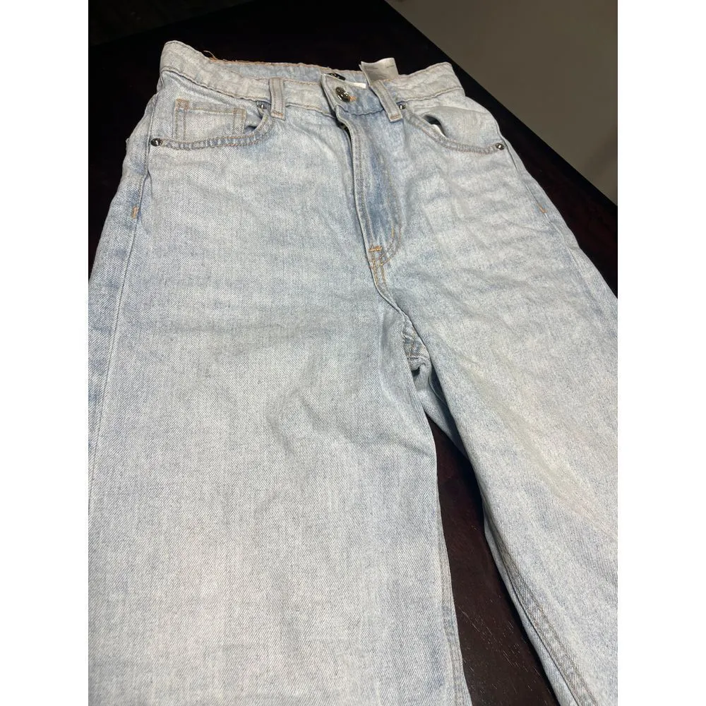 Vintage Light Wash‎ Distressed Wide Leg Jeans Retro Y2K Denim Pants T-11 - Image 2