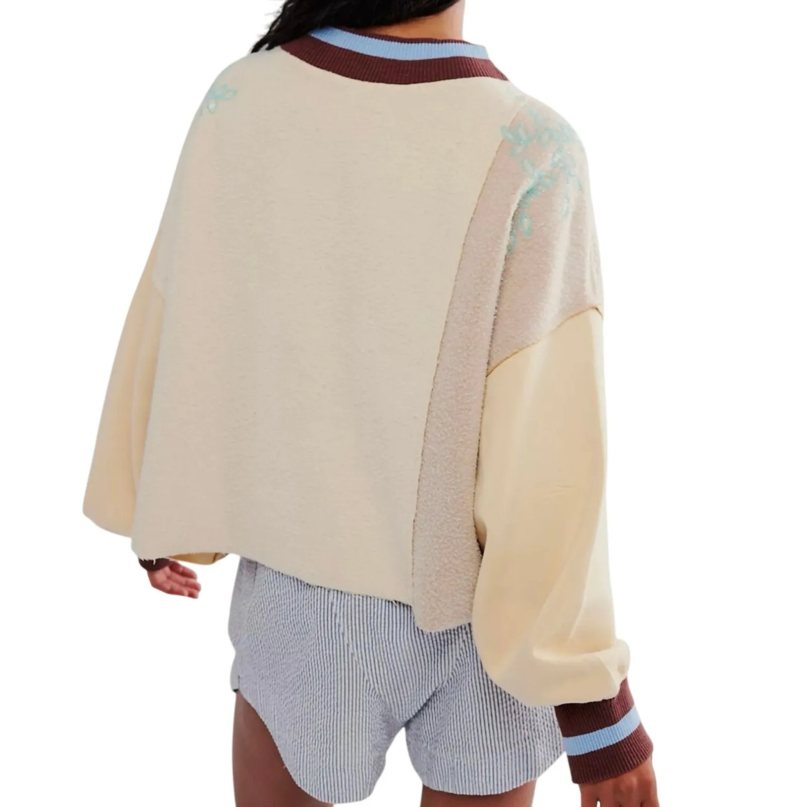 FREE PEOPLE Bali Day Dreams Wander Pullover Size M New with Tag MSRP $198 SOO Blue Size M - Image 5