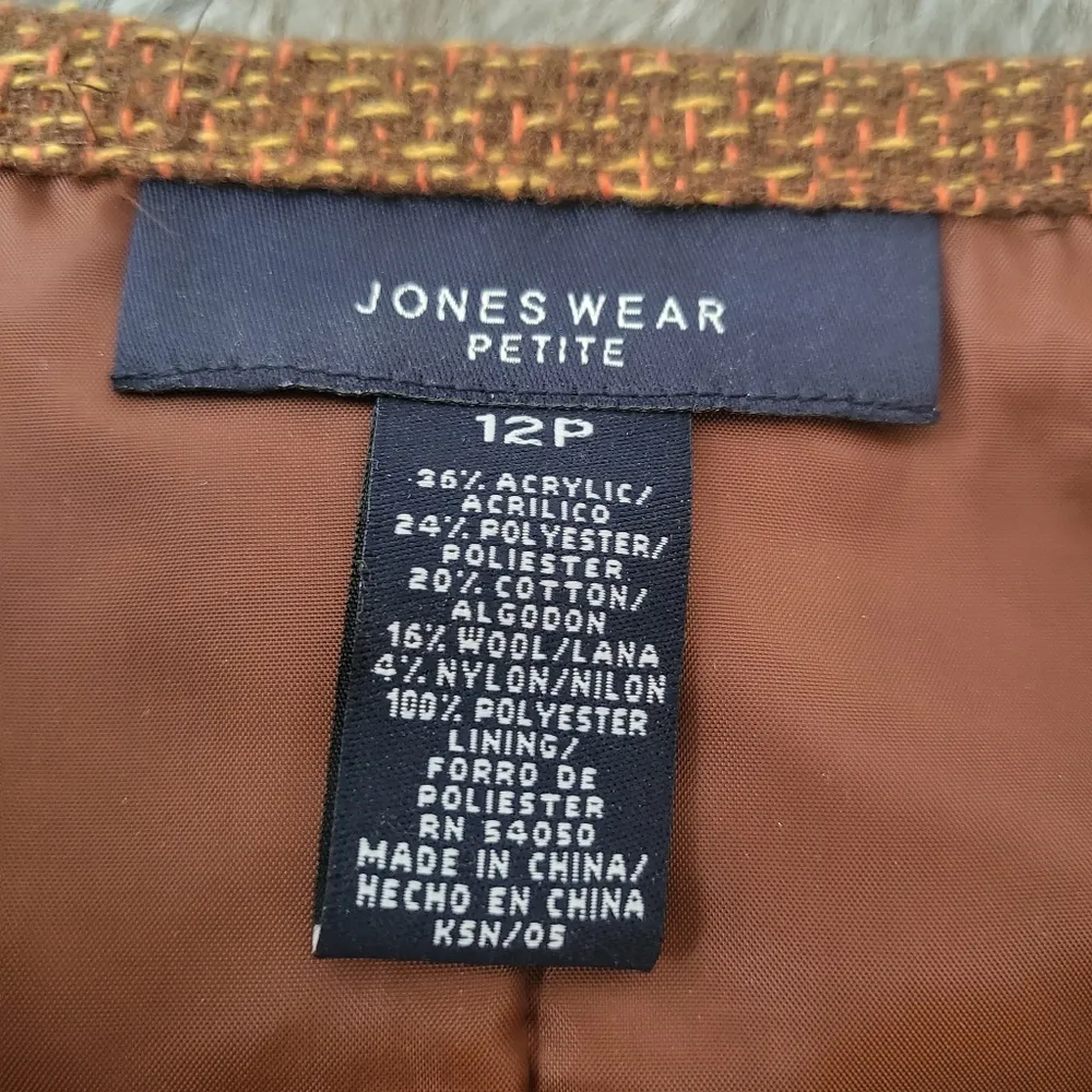 Jones Wear Petite Tweed Raw Rem Kensington Midi Skirt Mocha Size 12 Petite - Image 5