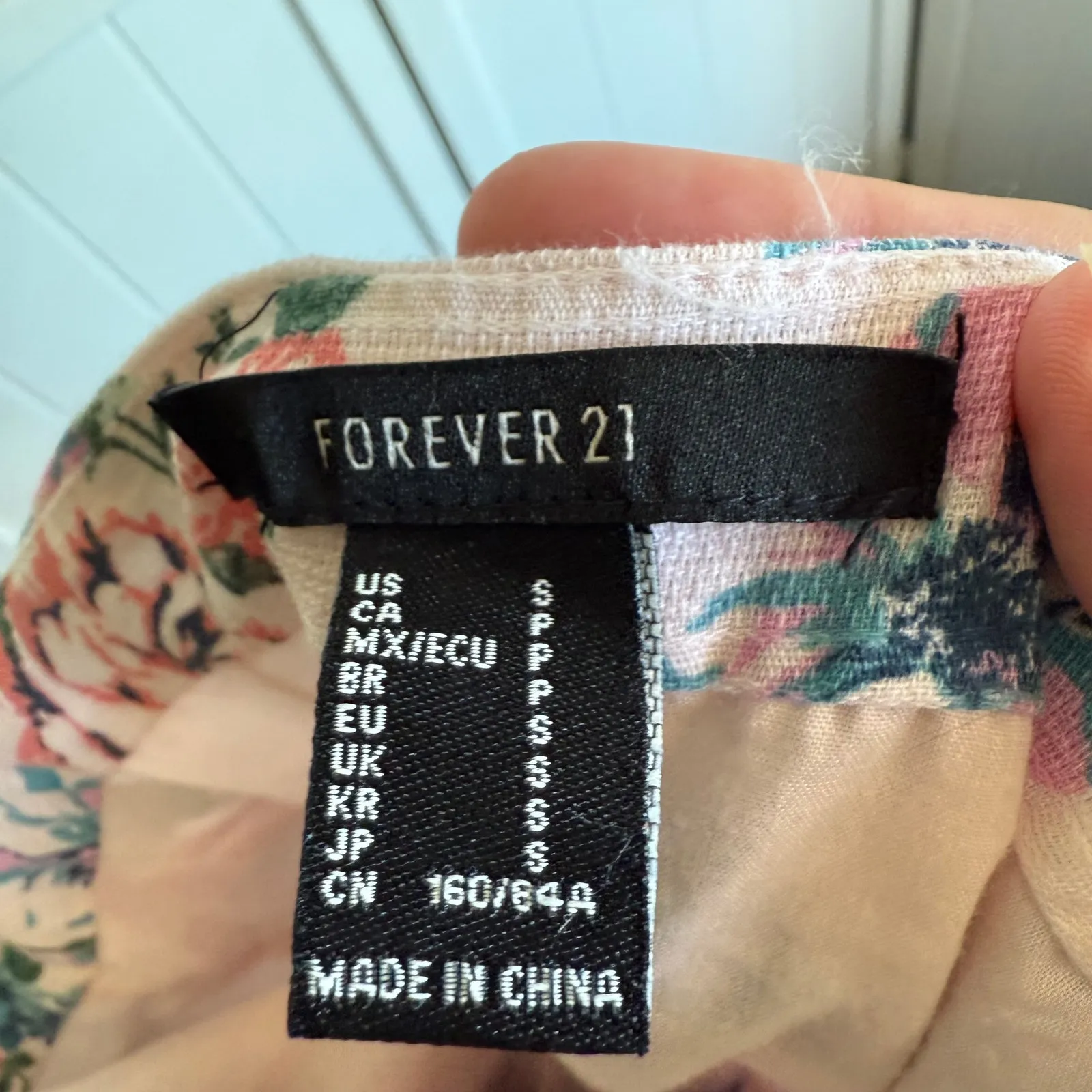 Forever 21 Pink Floral Button Up Dress Size Small‎ Roses Green Sundress Linen - Image 6