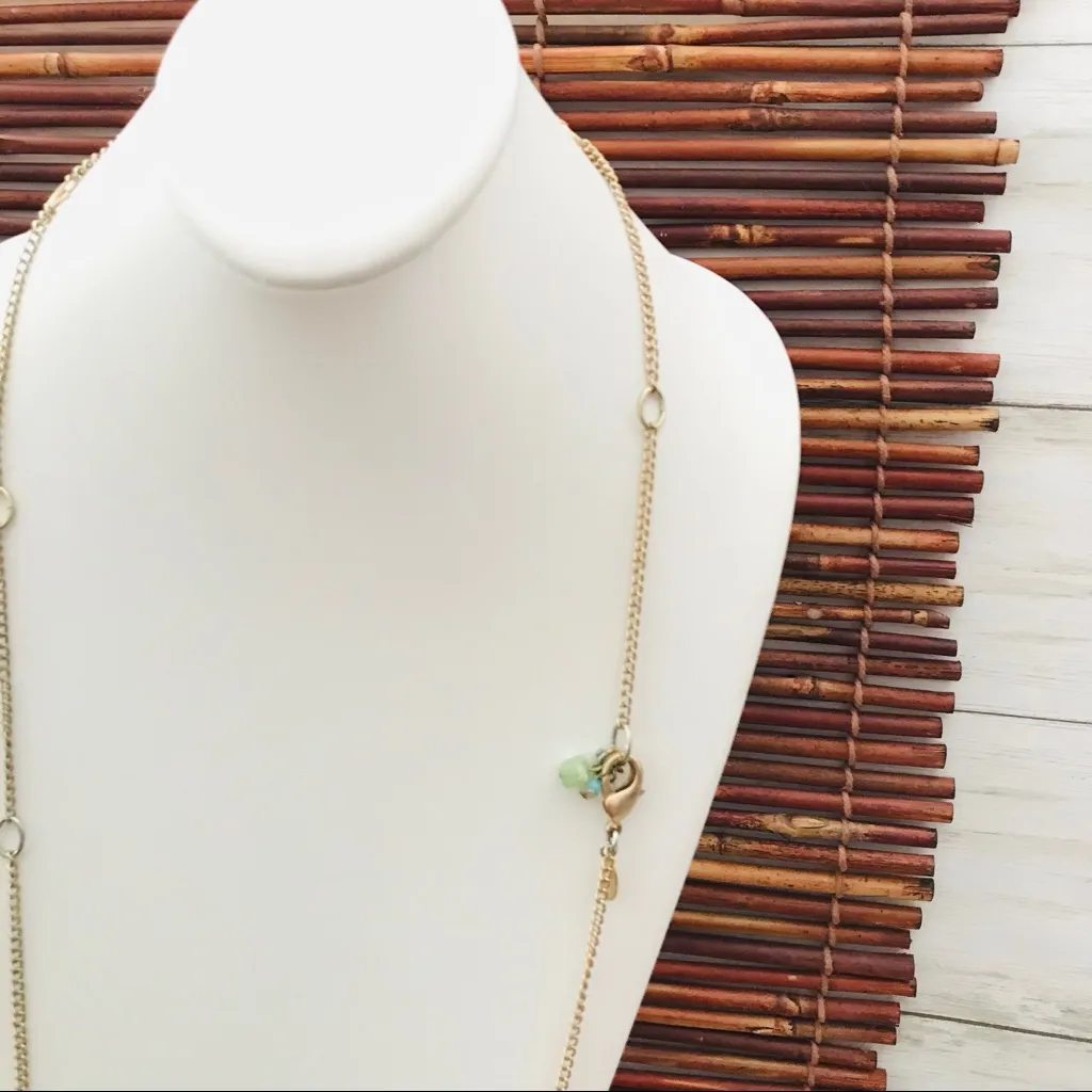 Chico's Chico’s Long Gold Tone Necklace Green Stone - Image 3