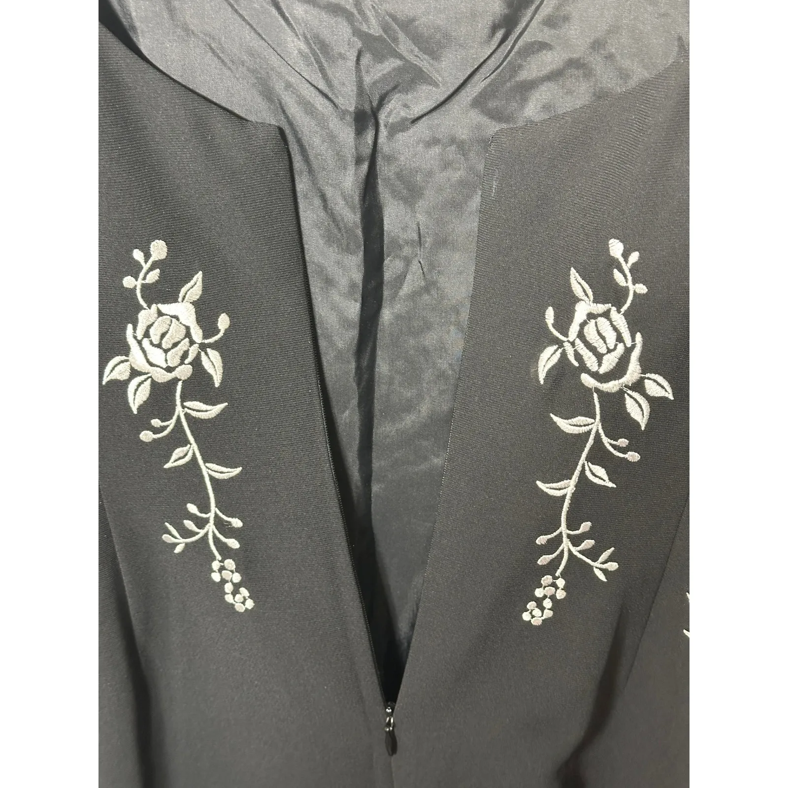 Maggy London‎ Black Floral Embroidered Beaded Strap Dress Size 10 Cocktail Party - Image 7