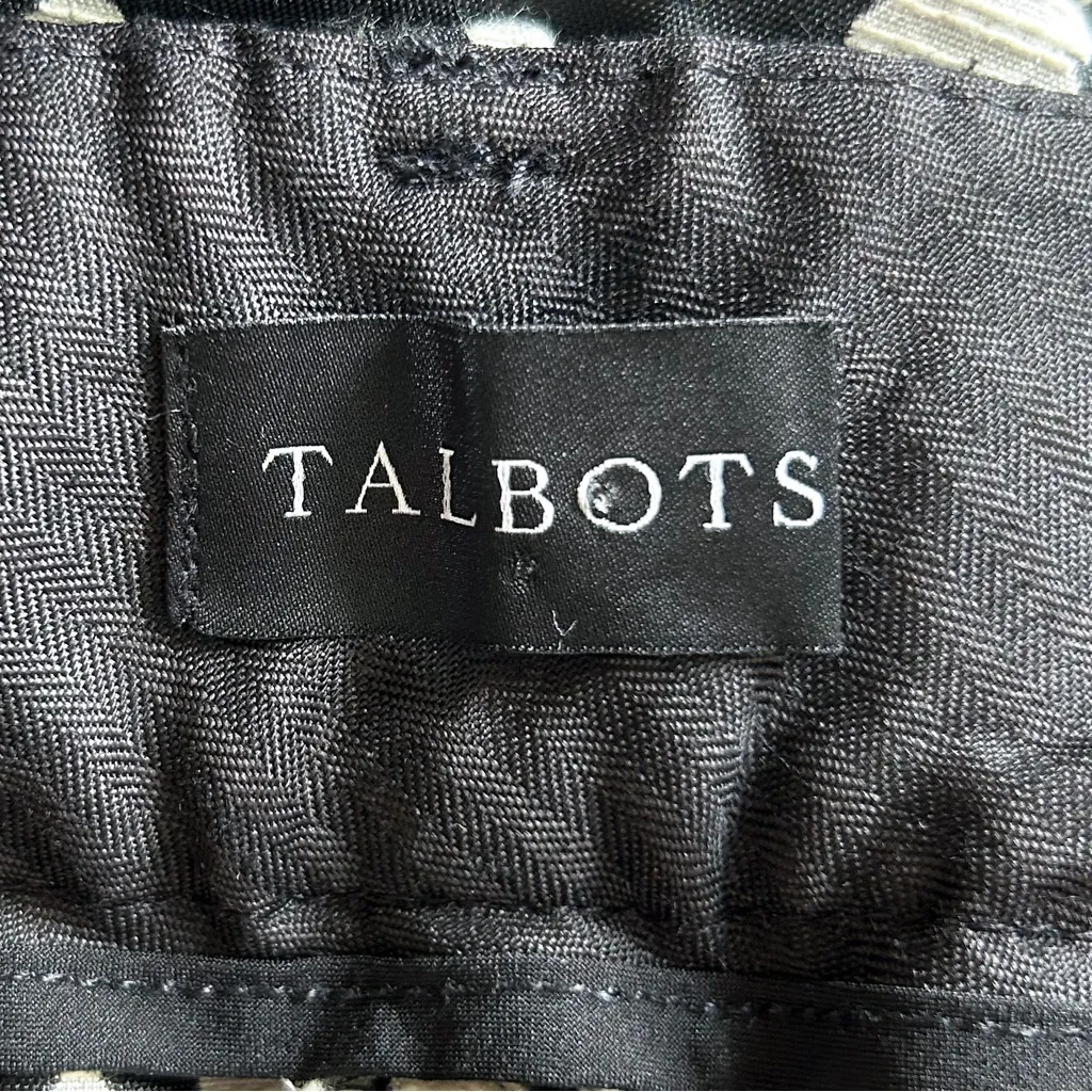 Talbots Black Off White Hampshire Jacquard Butterfly Polka Dot Ankle Length Pant - Image 8