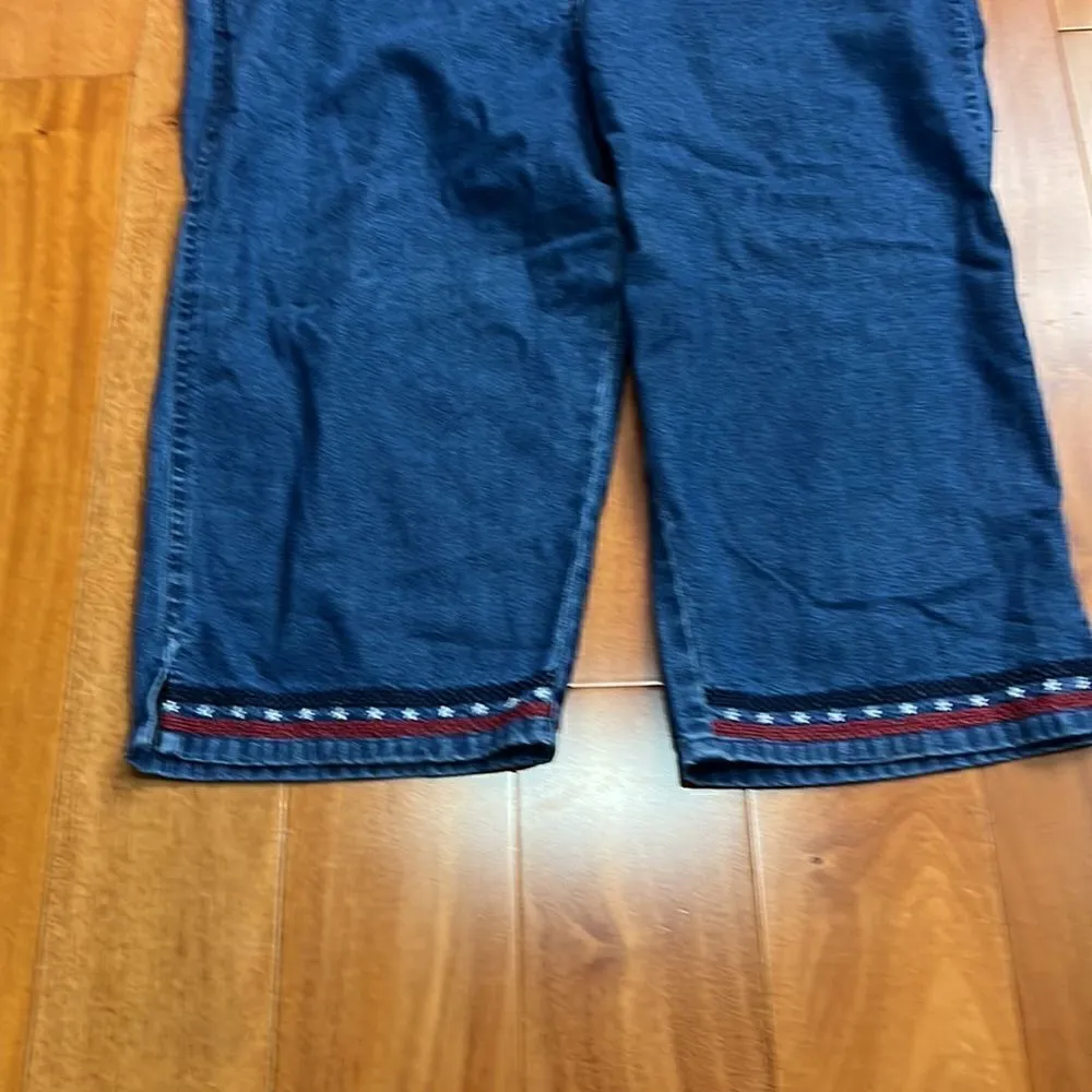 NWT Donna Rico Vintage 1990s Overalls American Flag Patchwork Wide Leg Crop XL - Image 4