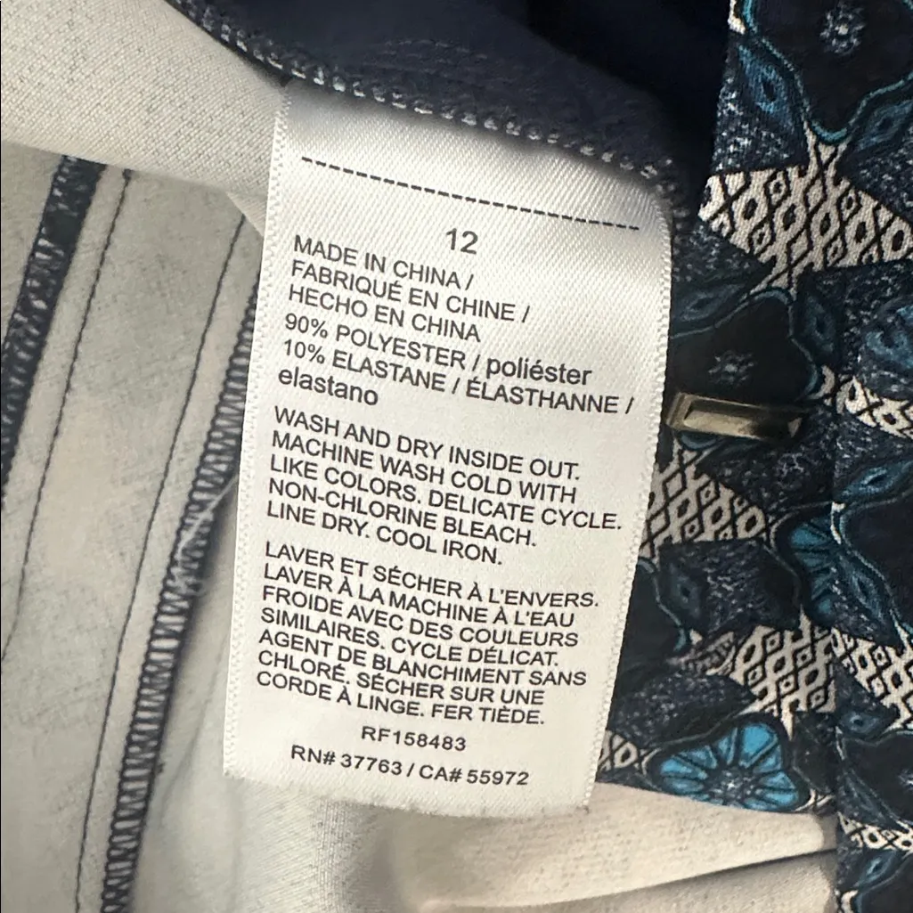 Ella by Rafaella Blue‎ Geometric Print Pants Blue Size 12 - Image 5