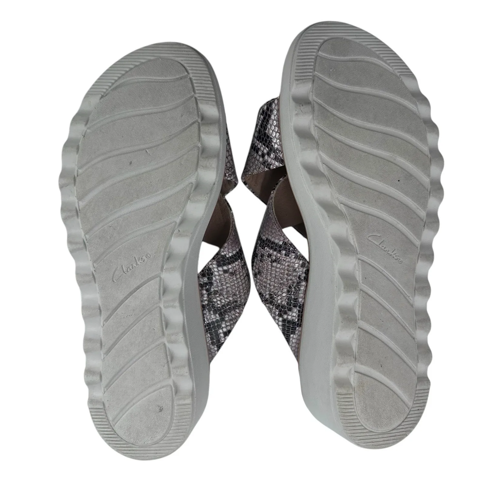 Clarks‎ Jillian Gem Sandal in Natural Snake Women's Size 7 W Slide Slip on Flats - Image 7