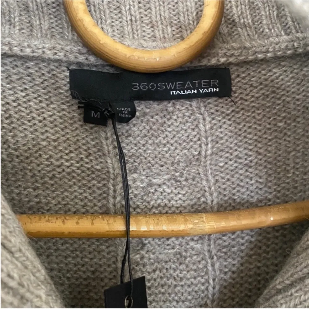 360 Cashmere wool Alpaca blend half zip sweater in oatmeal NWT - Image 3