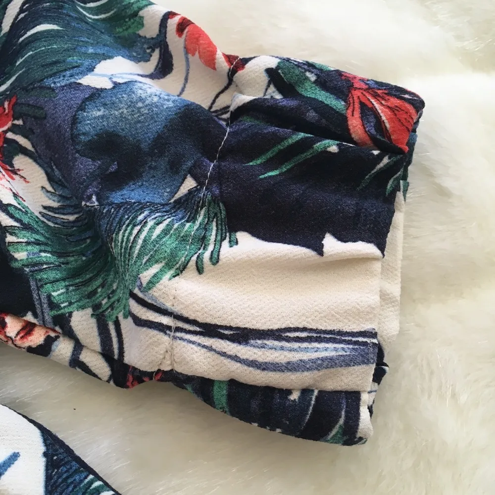 ZARA Trafaluc Tropical Print Pants S - Image 7