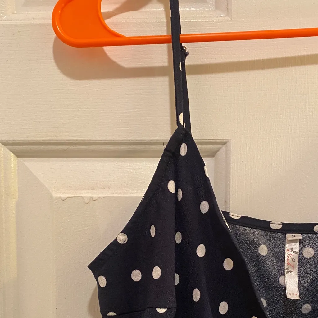 Navy Polka Dot Mini Dress Black - Image 5