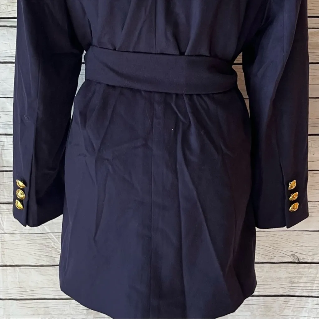 Escada Navy Wool & Cashmere Double Breasted Belted Blazer Size 8 Blue - Image 7