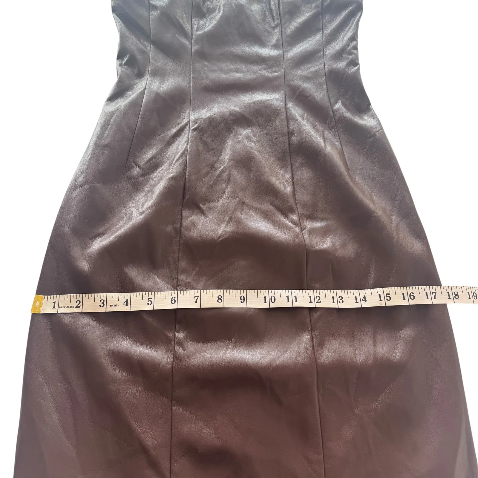 Lovers + Friends X Rachel Ana‎ Brown Faux Leather Maxi Dress Small Strapless S - Image 14