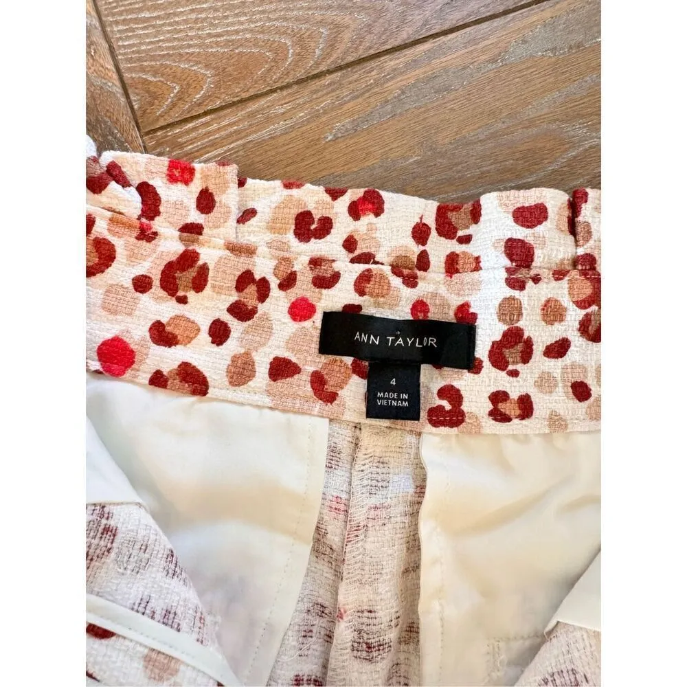 NWOT Ann Taylor High Rise Pink Animal Leopard Print Paperbag Shorts Size 4 - Image 5