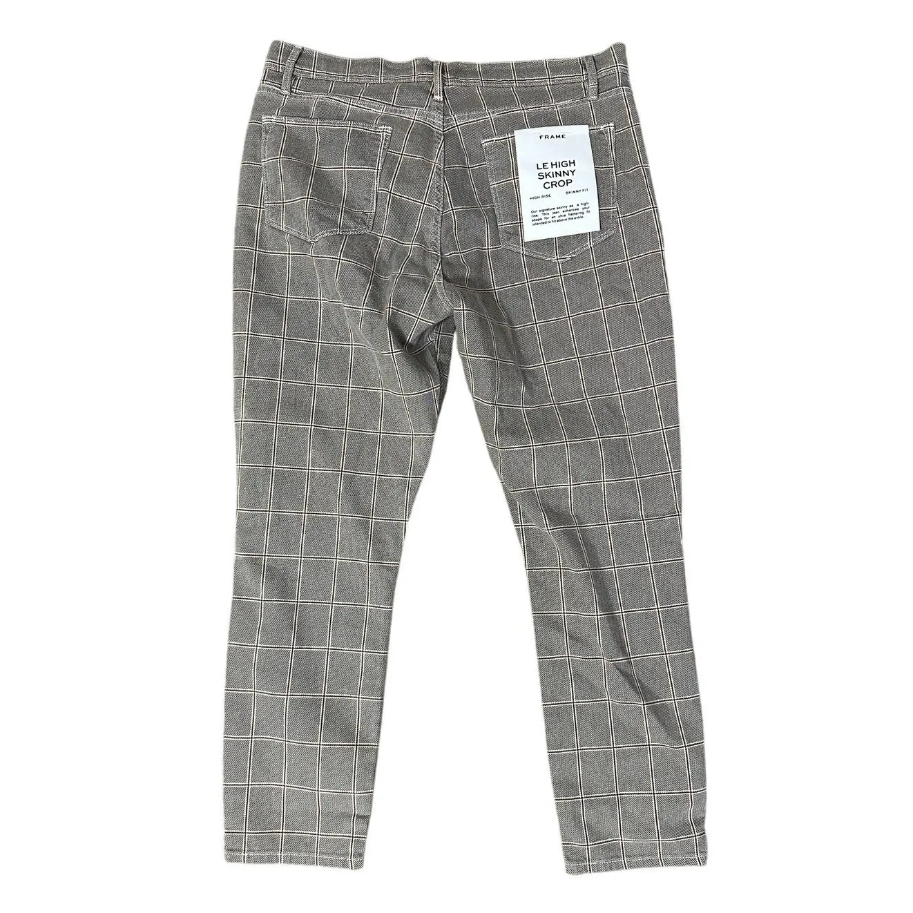 Frame Le High Crop Pants Windowpane Grey Plaid High Rise Skinny New - Image 5