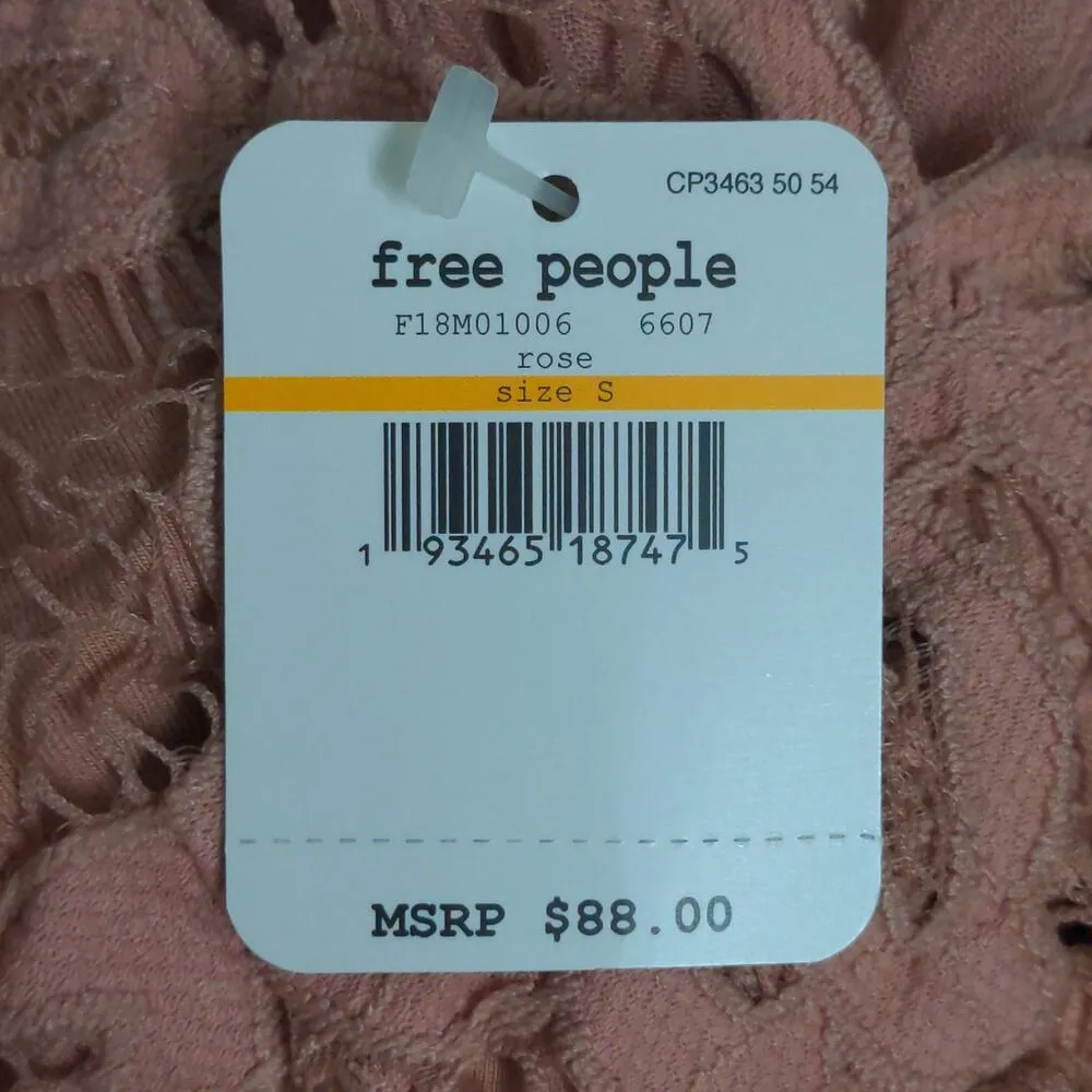 Free People Adella Slip Dress Mini Rose Lace Adjustable Ruffle Smocked S New - Image 14