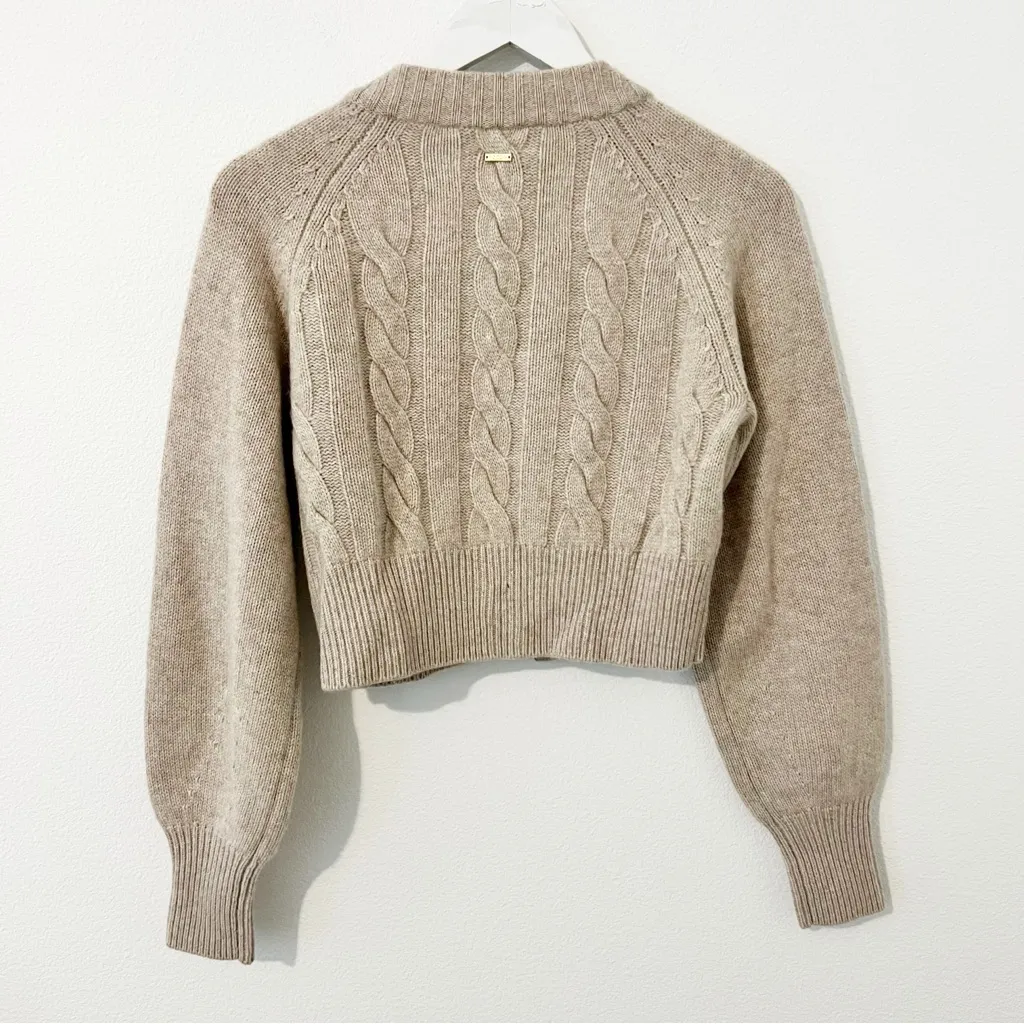 TOCCIN RITA CASHMERE CARDIGAN Beige Wool Size Small S Tan - Image 7