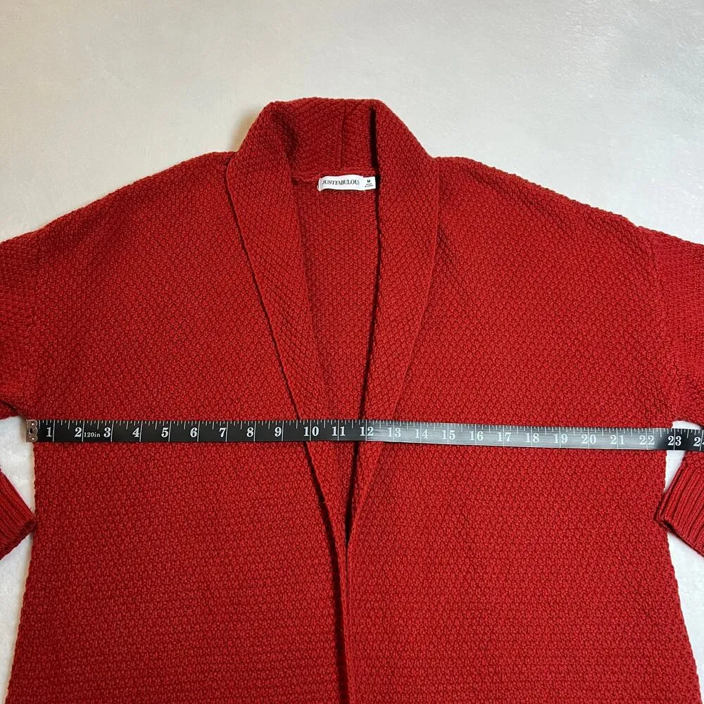JustFab Long Line Open Front Knit Duster Cardigan Size Medium Boho Cottagecore - Image 7
