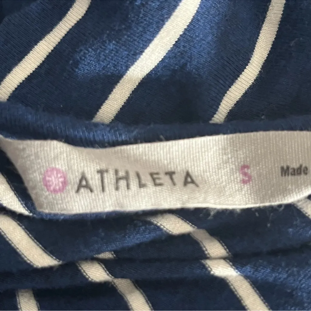 Athleta Maxi High Low Dress Cross Shore Chevron Striped Stretch Navy Size Small - Image 5