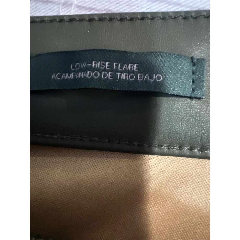 Women's Low-Rise Faux Leather Flare Pants - Wild Fable Olive Green 14 - Image 4