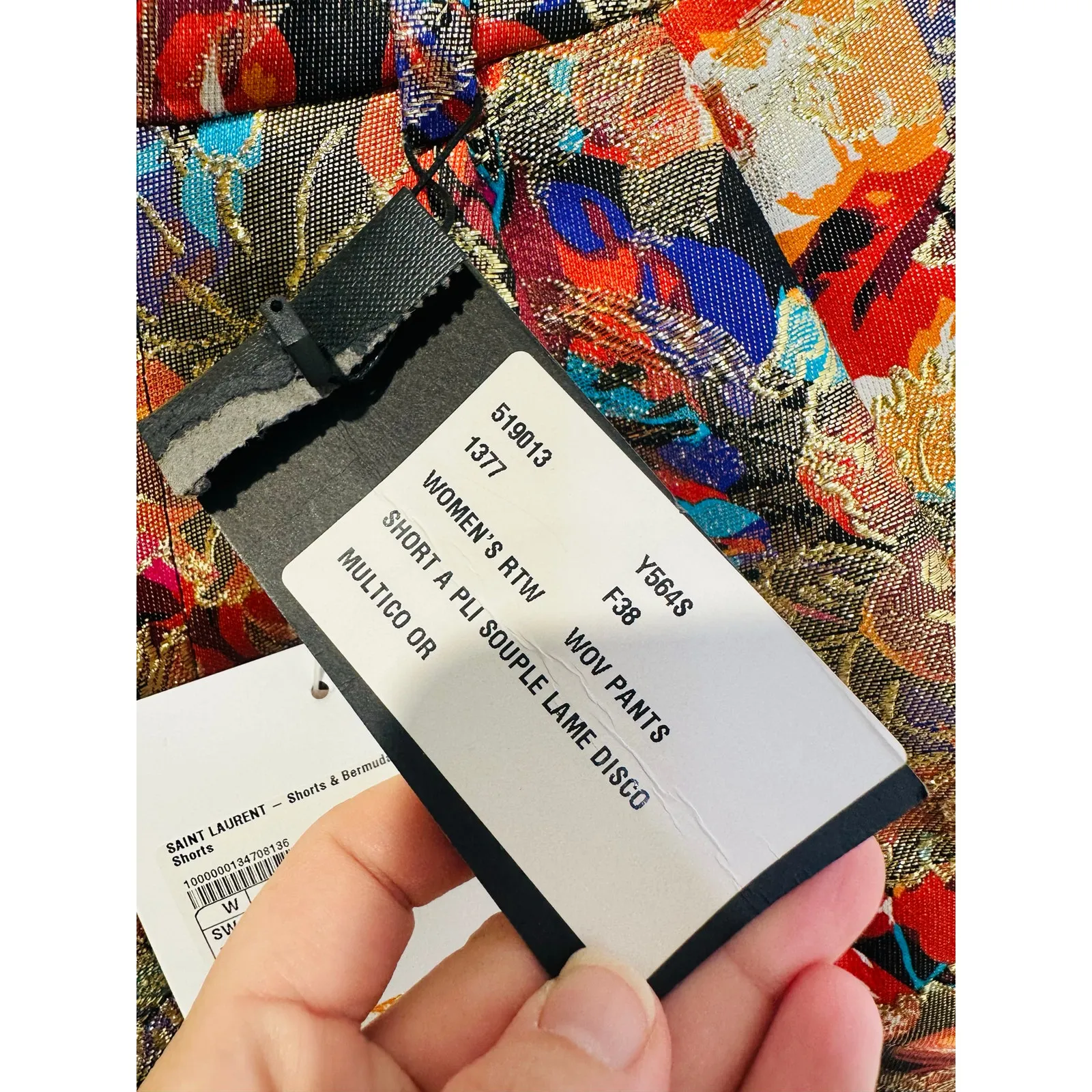 YVES SAINT LAURENT NEW Multicolor Floral Silk Blend Mini Shorts size FR 38 US M - Image 11