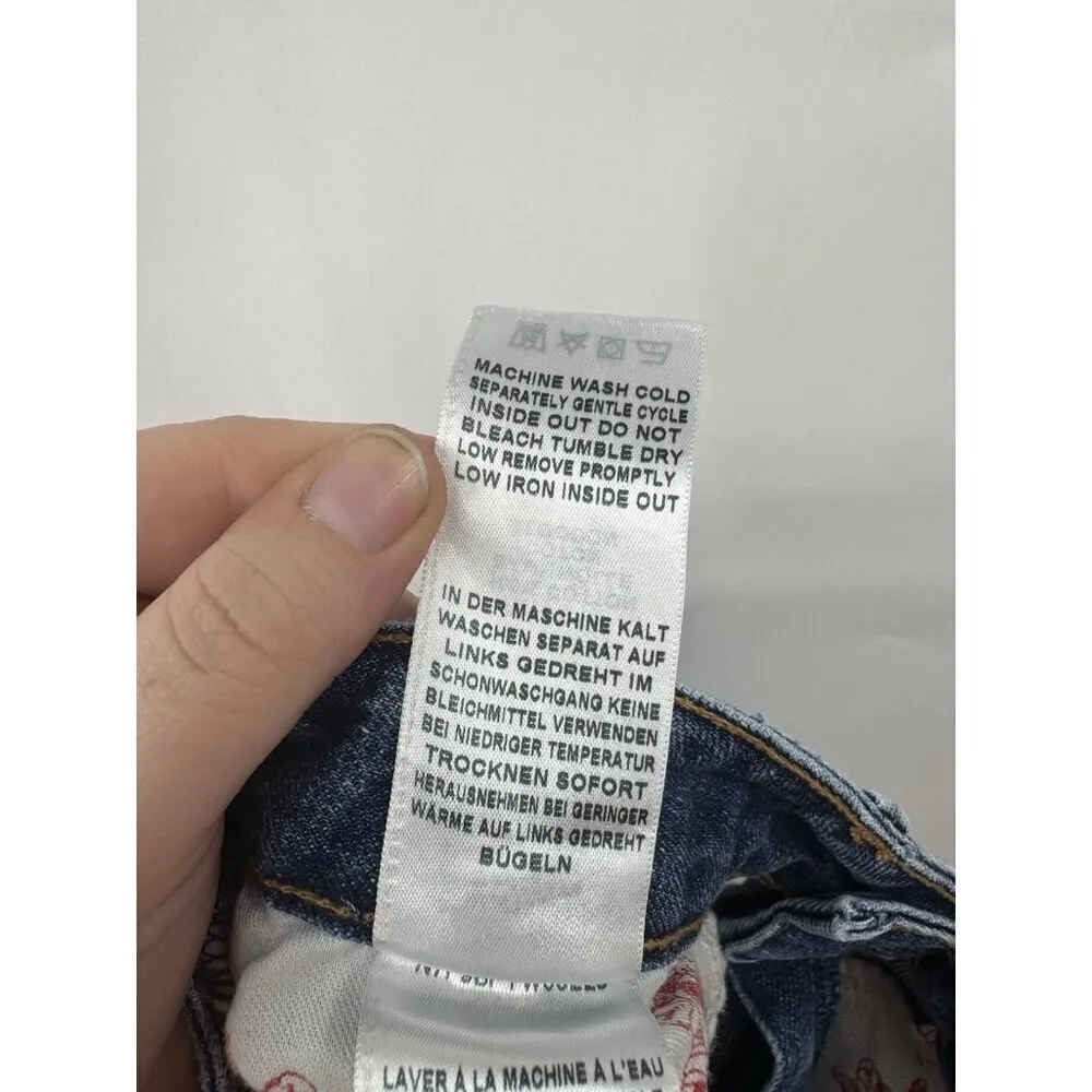 True Religion Jean Shorts Women 28 Blue Denim Distressed Preppy Grunge Skater‎ - Image 6