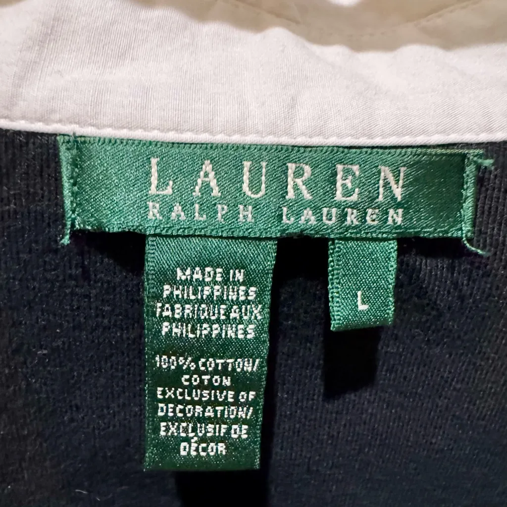 Lauren Ralph Lauren Cotton Henley Top Gold Buttons L - Image 9