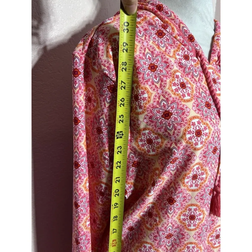 Aqua et Sol Resort Dress Hooded Swim Cover Up Pockets Pink Size Large UV Protect - Image 6