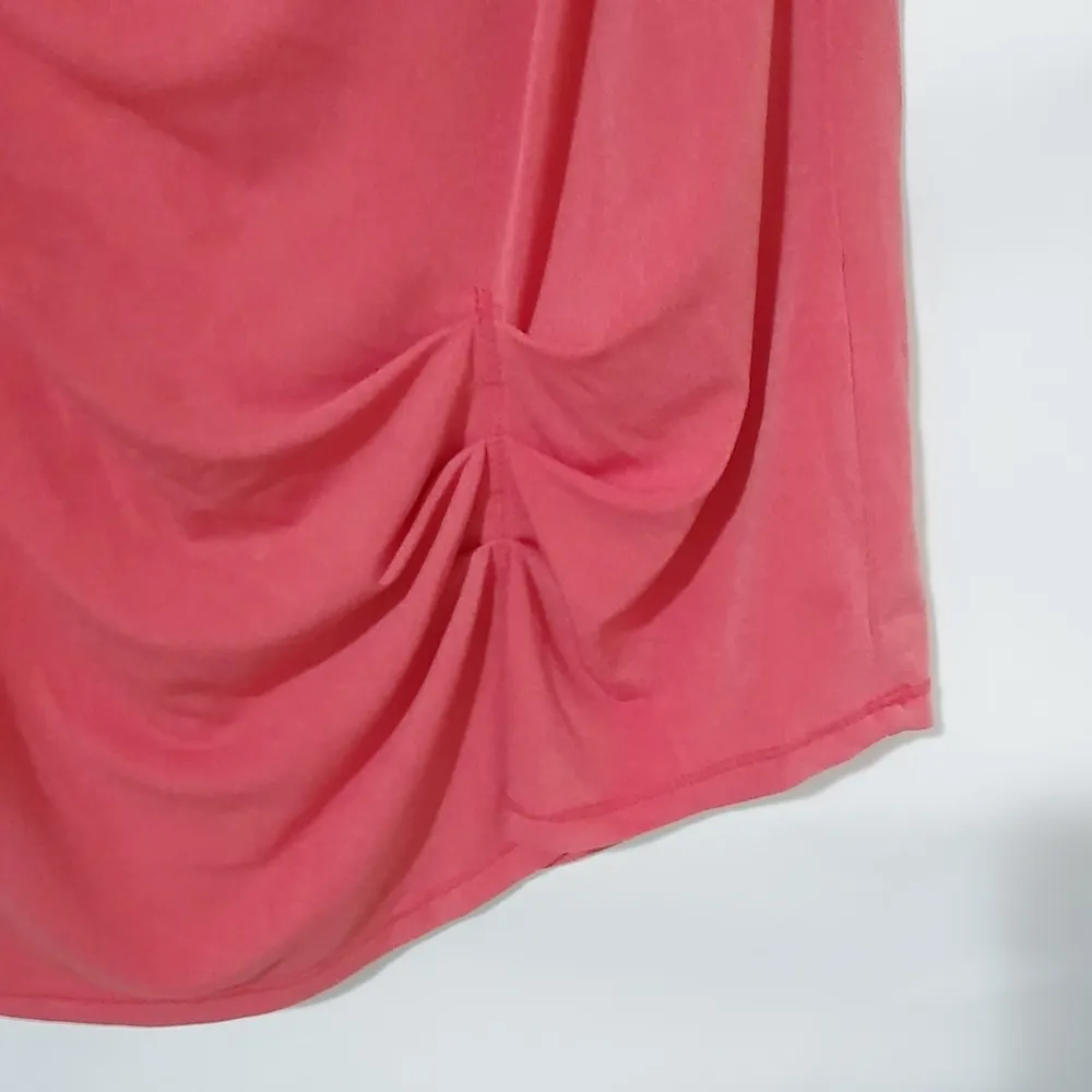 Valette L Cowl Neck Coral Side Swag Pullover Top Red Size L - Image 3