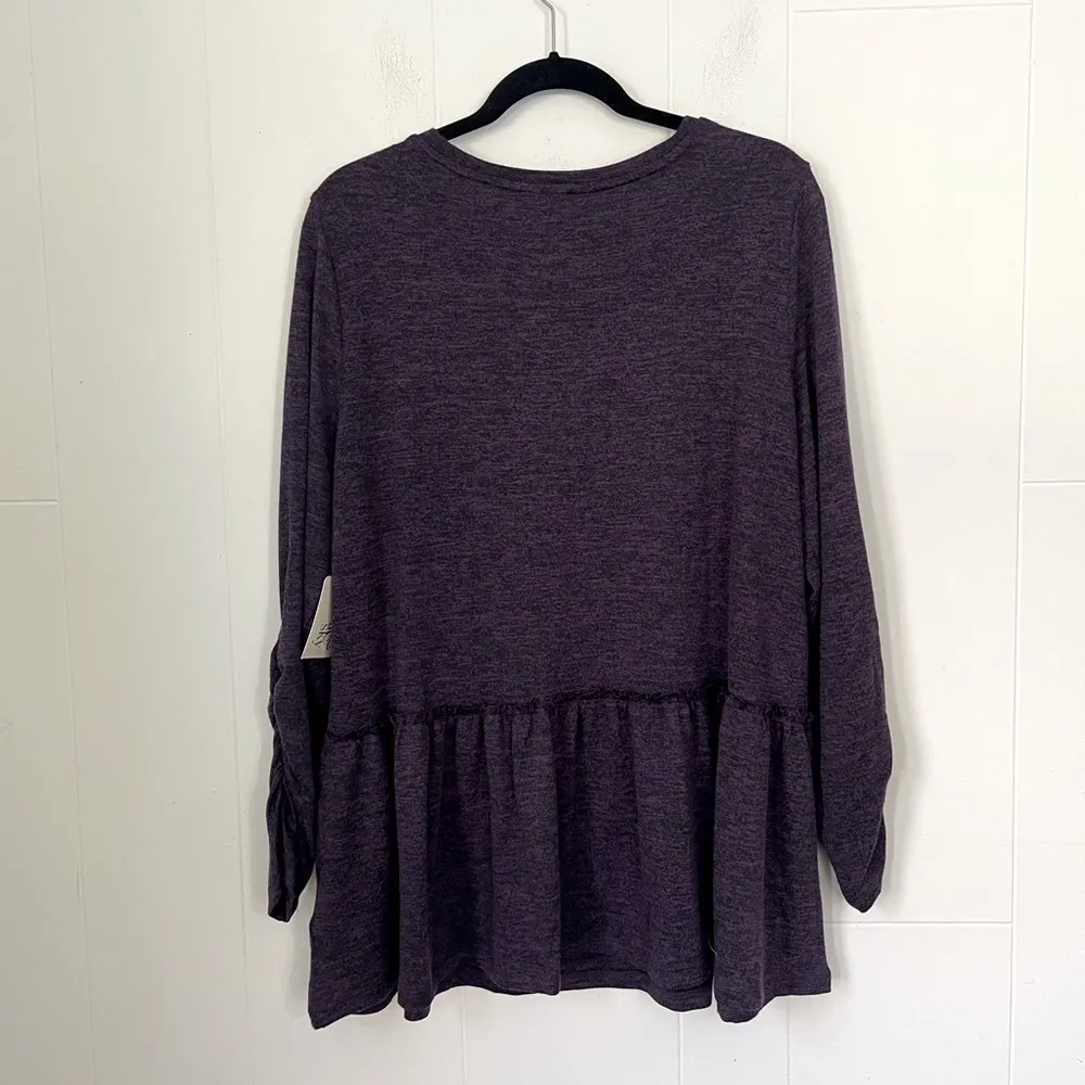 Terra & Sky NEW Purple Peplum Top Tunic Length ~ Women’s Size 0X (14W) NWT - Image 2