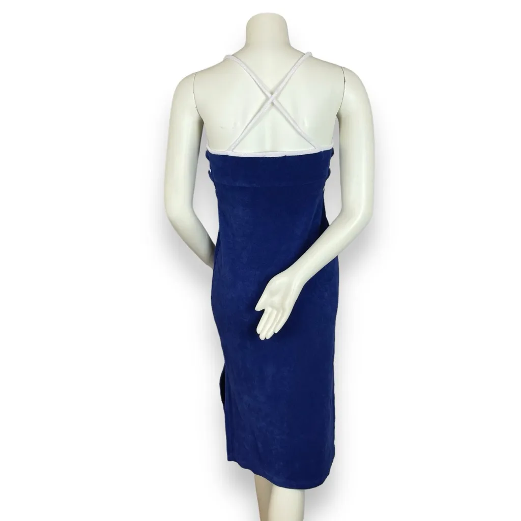 Juicy Couture Terrycloth Dress Y2K-Style Size Small‎ Lace-Up Sides Slits Blue - Image 3