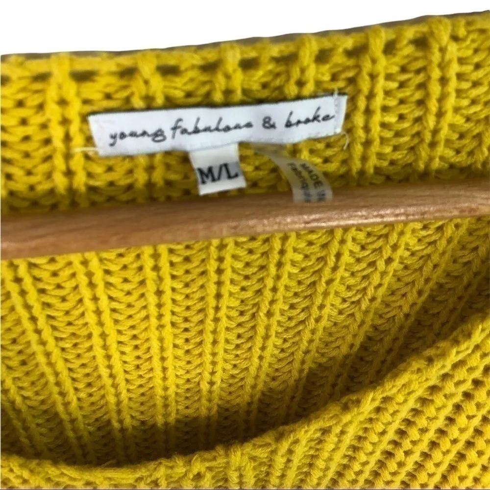 Young Fabulous & Broke - Yellow Thick Knit Fringe Tassel Oversized Sweater - M/L - Image 4