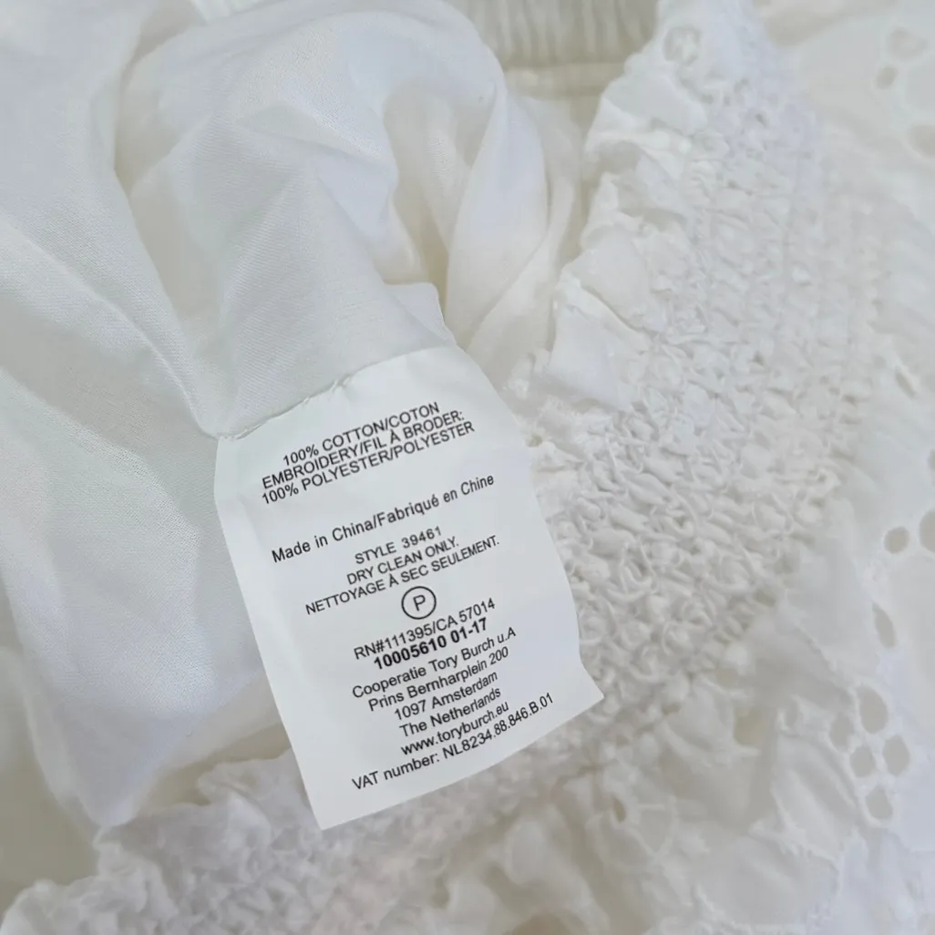 Tory Burch Broderie Smocked Skirt Eyelet Lined in White NWT size XL - Image 7