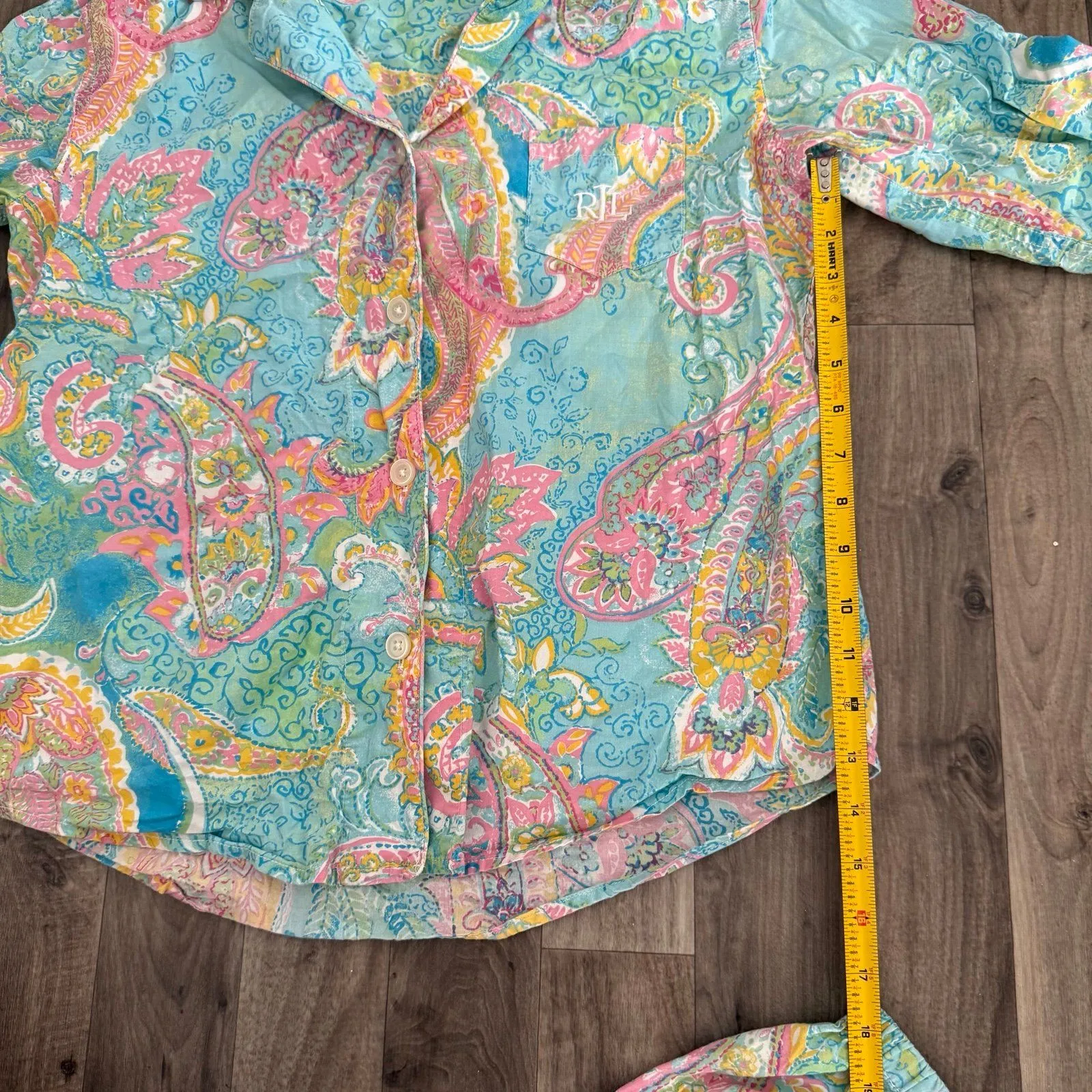 Ralph Lauren rainbow paisley floral cotton pajama set Blue Size M - Image 4