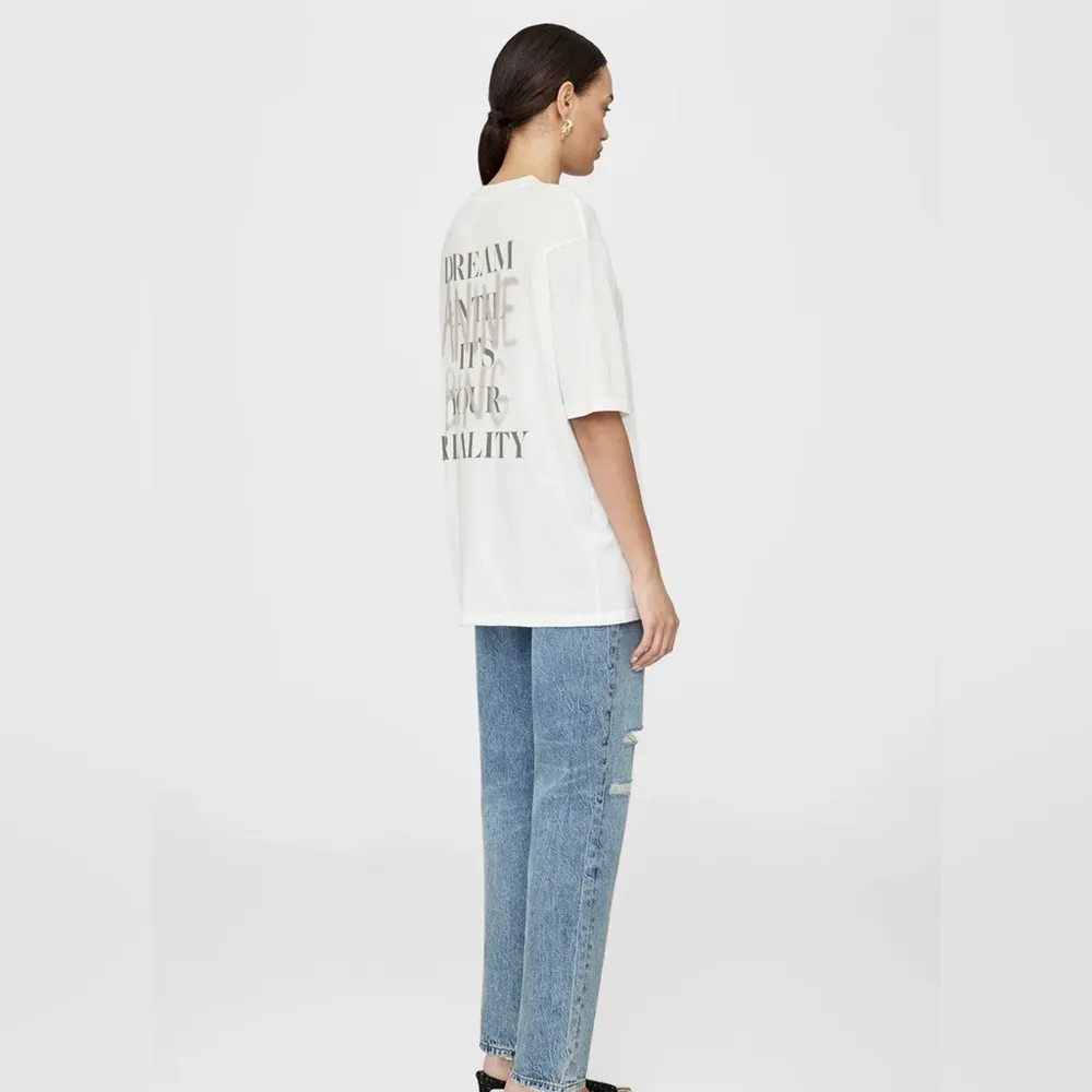 Anine Bing Cason Dream Until It’s Your Reality Tee T-Shirt in White, NWT - Image 4
