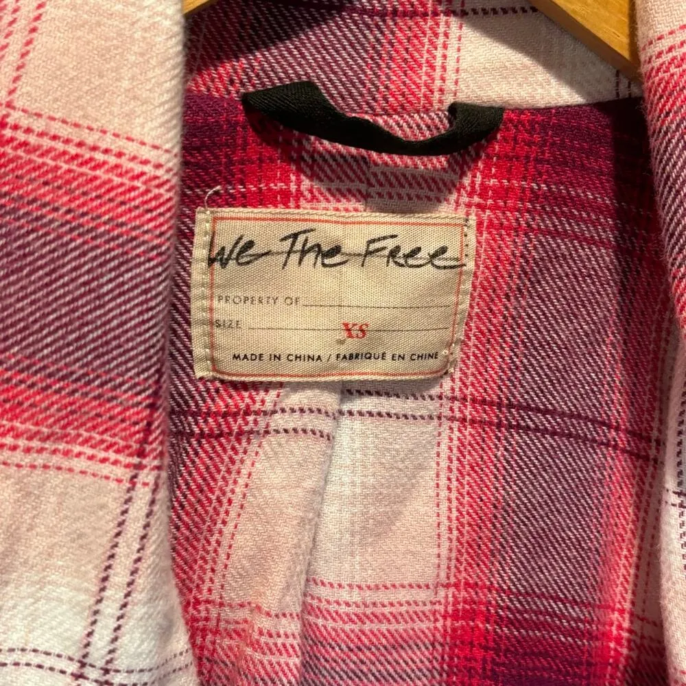 We the Free Stranger Friends Pink Plaid Oversized Moto Jacket - size XS - Image 6