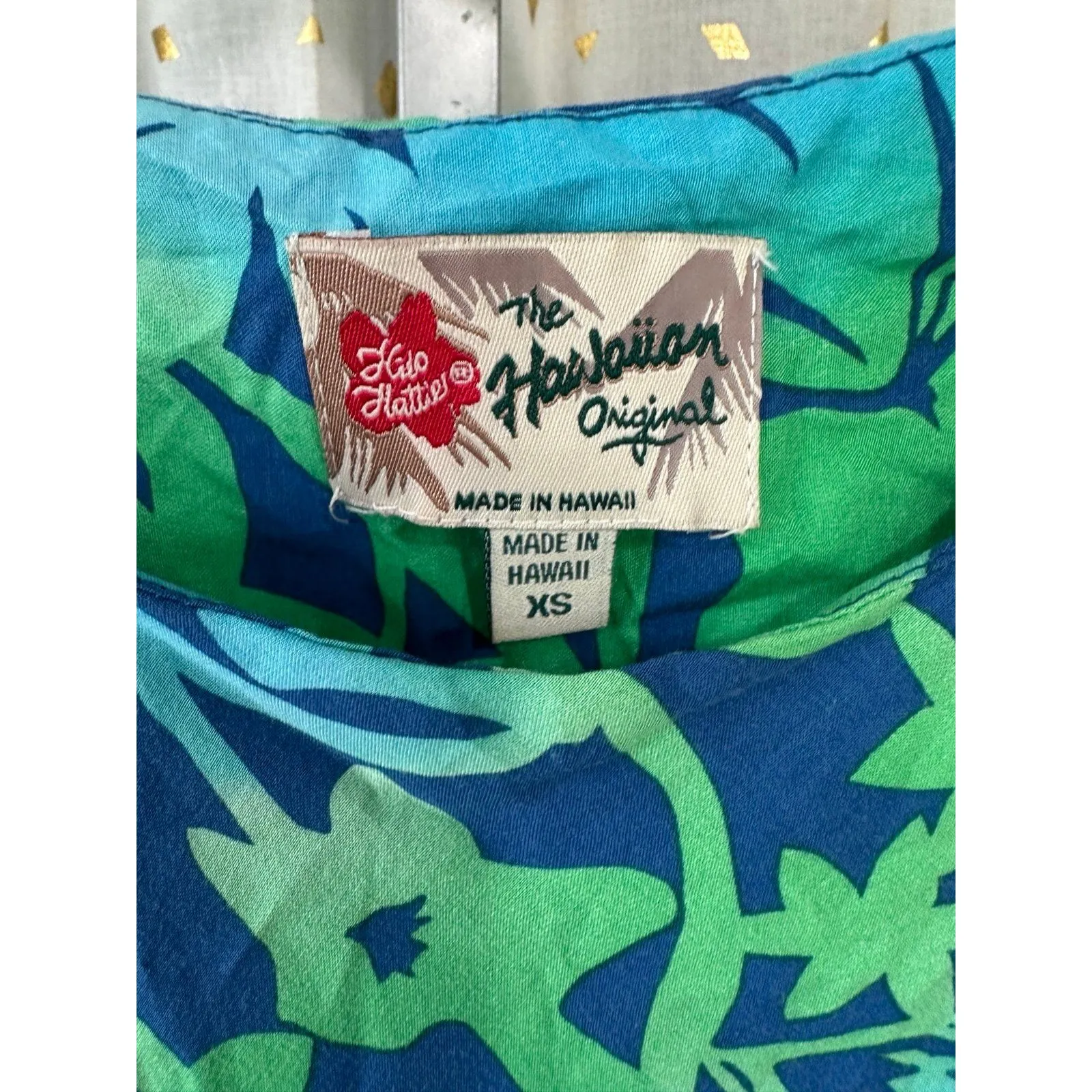 Hilo Hattie Hawaiian Tropical Ombre Floral Silhouette Sleeveless Midi Dress XS Blue - Image 4