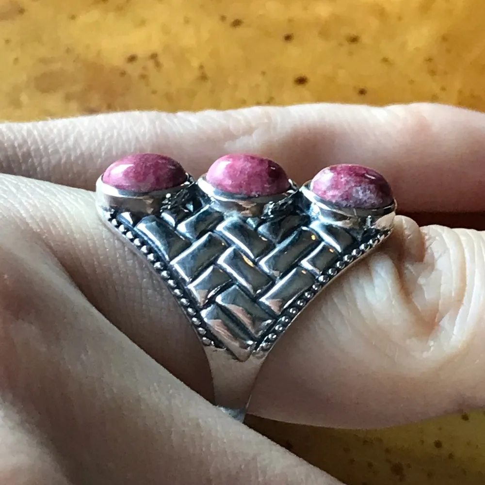 Norwegian Thulite Sterling Silver Ring - Image 2