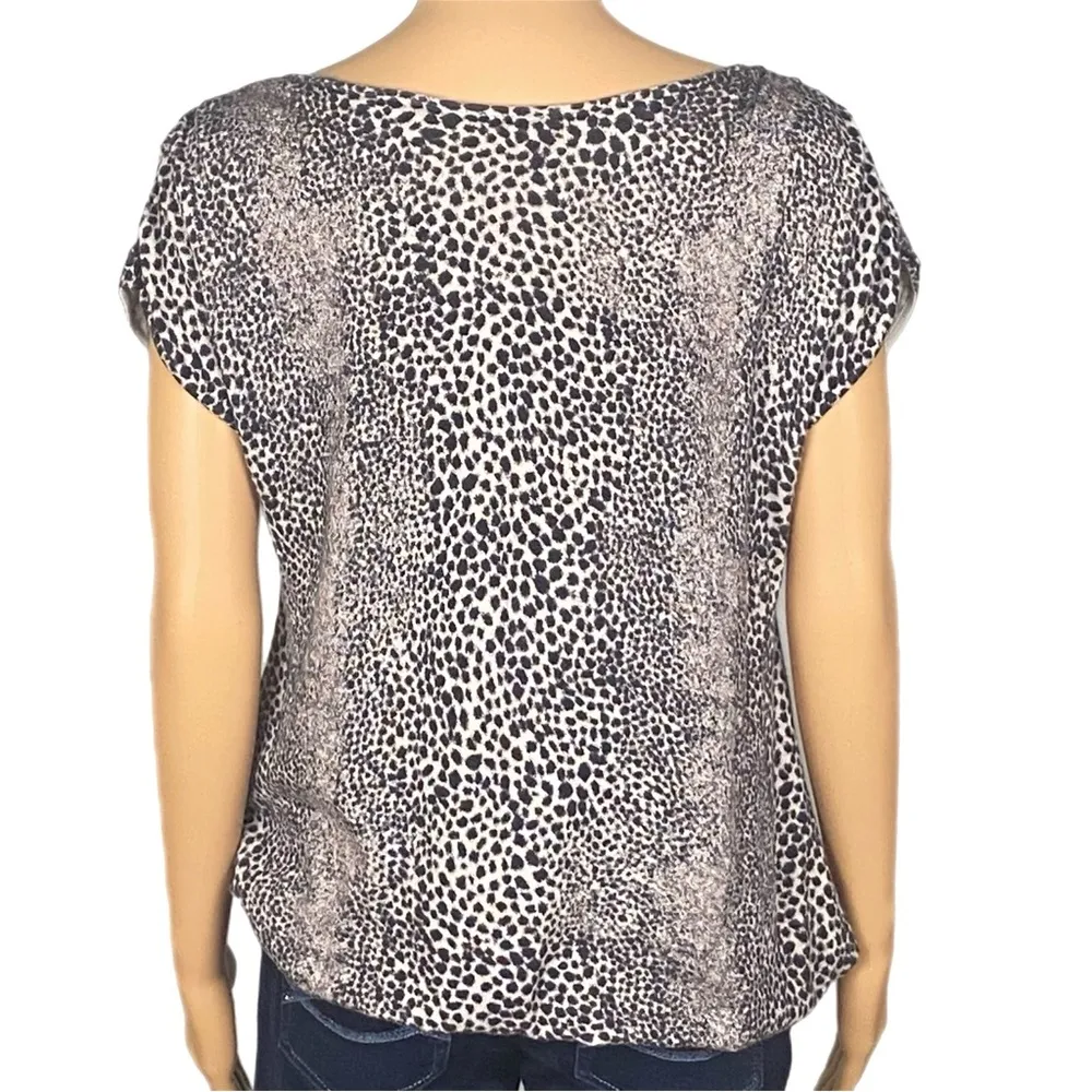 TALBOTS black and brown Cheetah Print lightweight cap sleeve sweater Medium EUC - Image 8