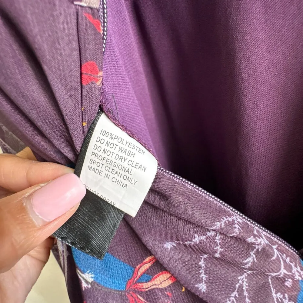 Ieena for Mac Duggal Purple Floral Long Sleeve Tiered Gown Size 0 - Image 10