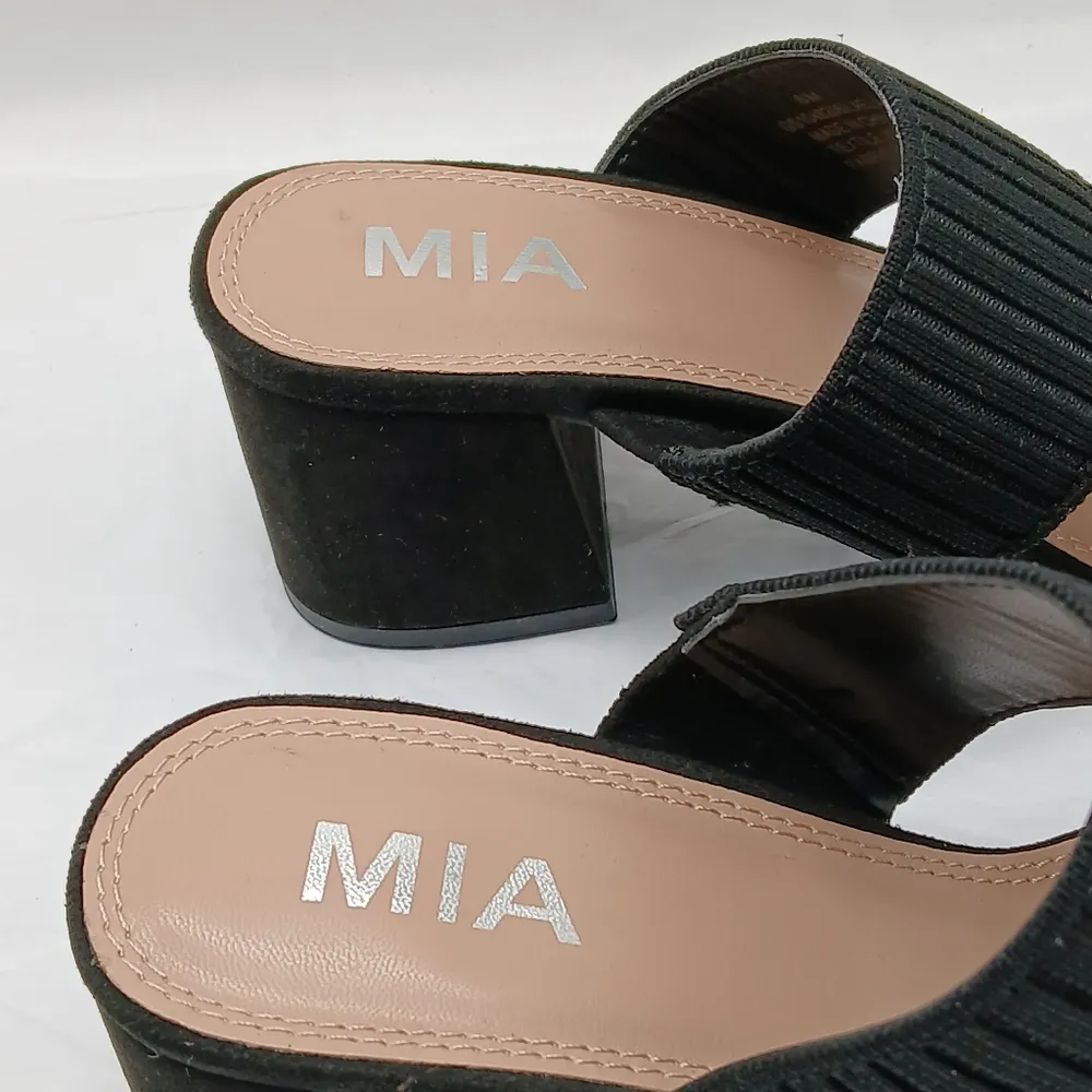 Mia Laela Sandals Shoes Women's Size 6M Black Minimalist Slip On Square Toe - Image 3