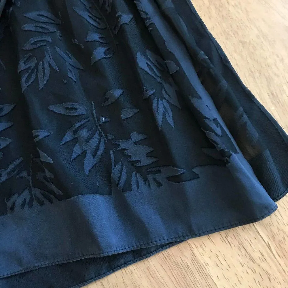 Vintage Black Leaf Large Scarf, Vintage Wrap, Extra Long Rectangular Scarf - Image 6